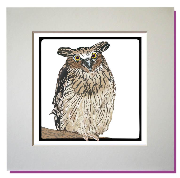 small mounted print eagle owl
